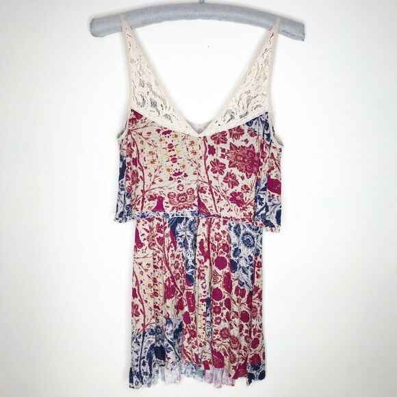 Urban Outfitters Ecote Floral Bird Ruffle Lace Tank Top Womens Size XS - Picture 2 of 5